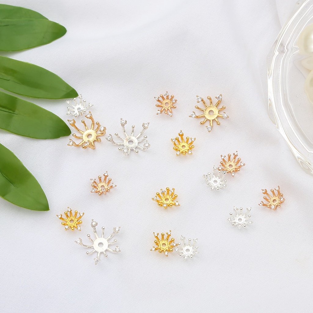 Nút đồng đính đá zircon BEADIA chèn giữ phụ kiện làm đồ trang sức thủ công