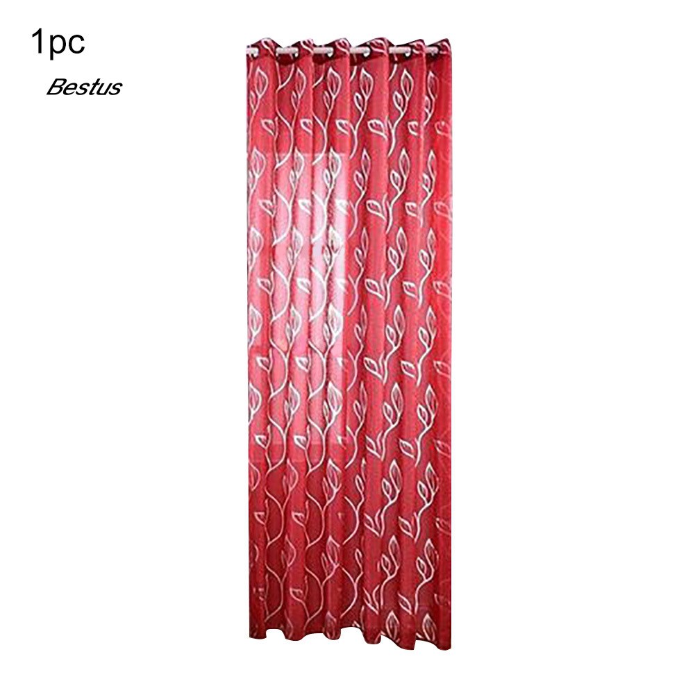 Rèm dạng nửa 100x200cm bằng chất liệu tuyn in họa tiết lá dùng trang trí nội thất