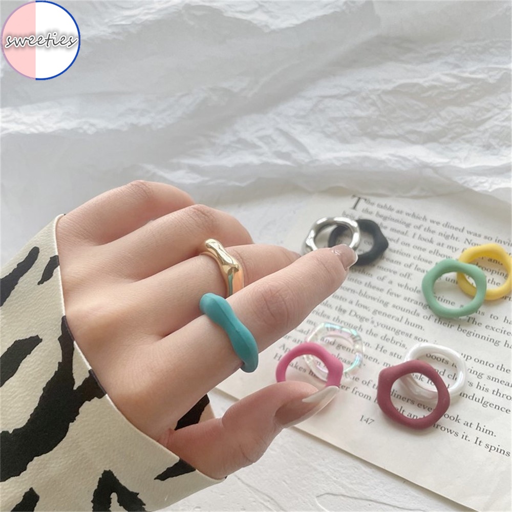 Nhẫn đeo tay bằng nhựa resin phong cách retro thời trang cho nữ