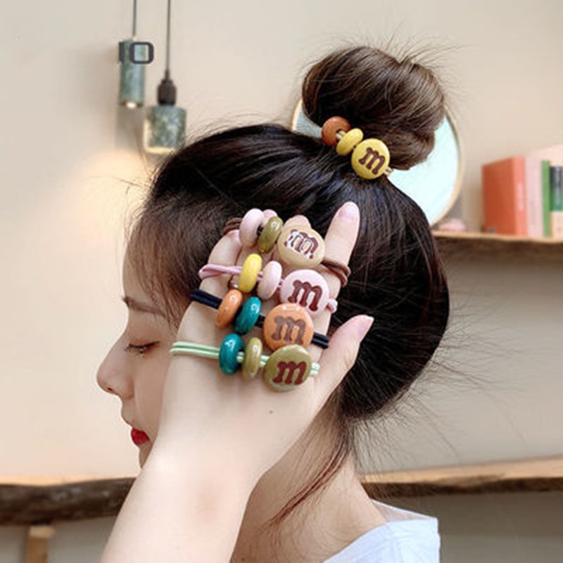 Set 5 dây buộc tóc co giãn màu sắc ngọt ngào dễ thương cho nữ