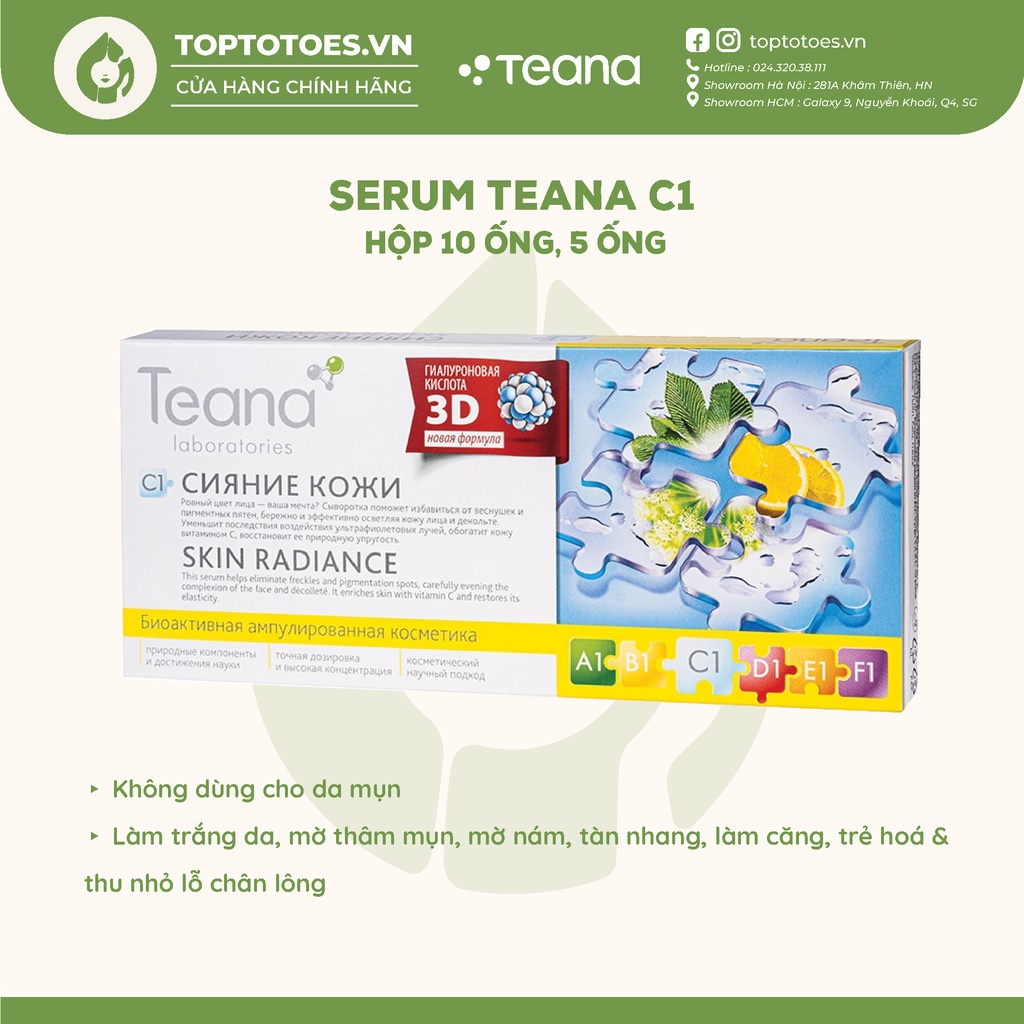 Serum Teana C1 dưỡng da trắng hồng, căng bóng, mờ thâm, nám, tàn nhang