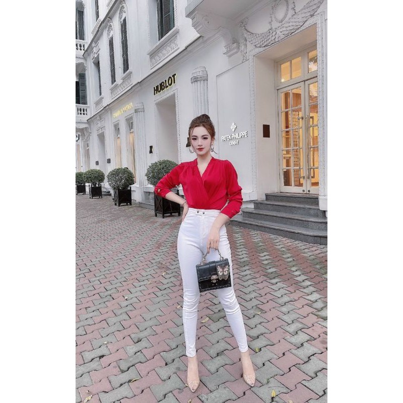 Sơ mi lụa đắp vạt A400.185