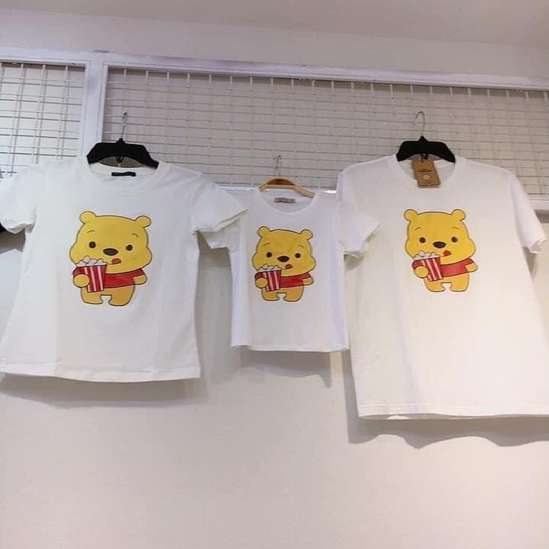 Áo Thun Gia Đình cổ tròn 3/4/5 người Gấu Pooh vải đẹp. Familystore.