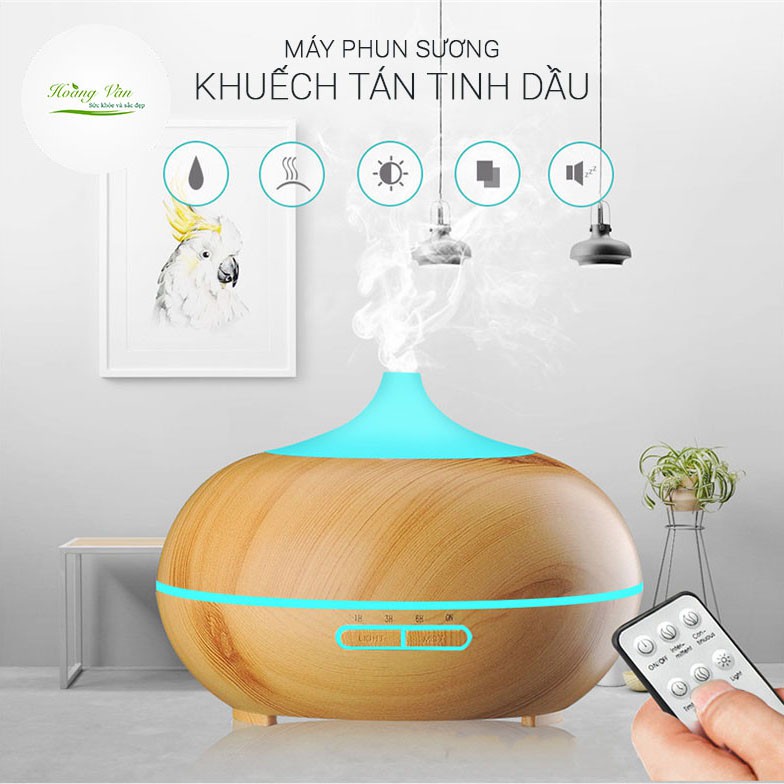 Máy khuếch tán tinh dầu phun sương hình Bí Ngô có kèm remote điều khiển PSR004 - Dung tích 500ml nước