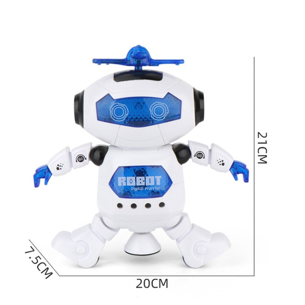 Robot nhảy múa xoay tròn 360 độ kèm nhạc đèn phát sáng dễ thương cho bé