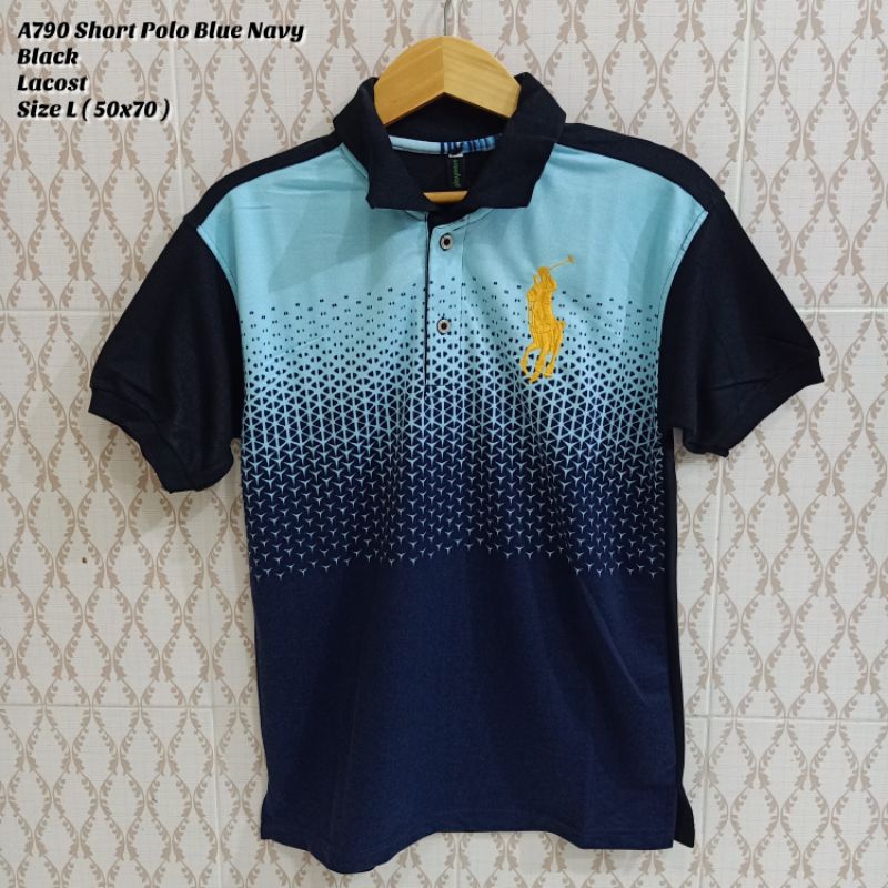 A790 Áo Thun Polo Nam Ngắn Màu Xanh Nước Biển Đen