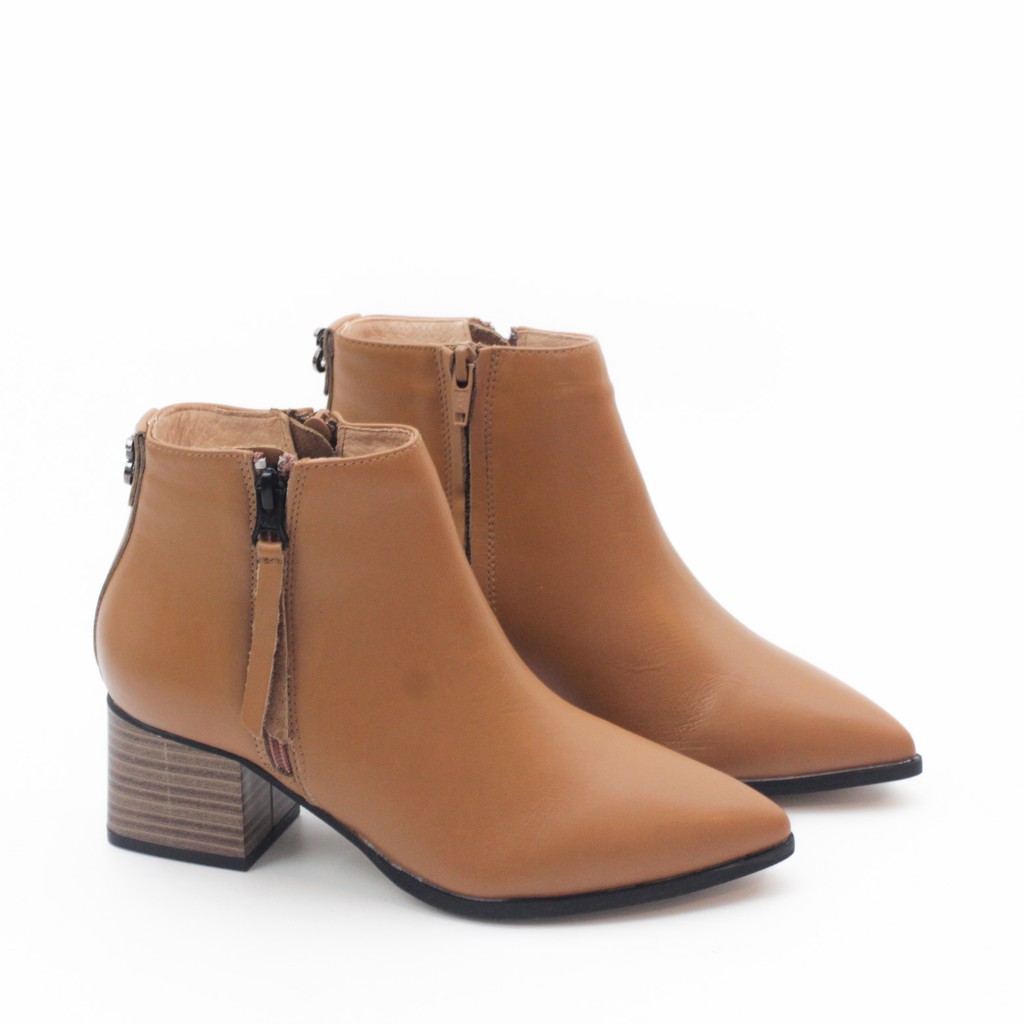 HOT Giày Boot Cao Gót 5cm Đế Vuông Gỗ Da Bò Thật Pixie X388 . . ĐẸP '