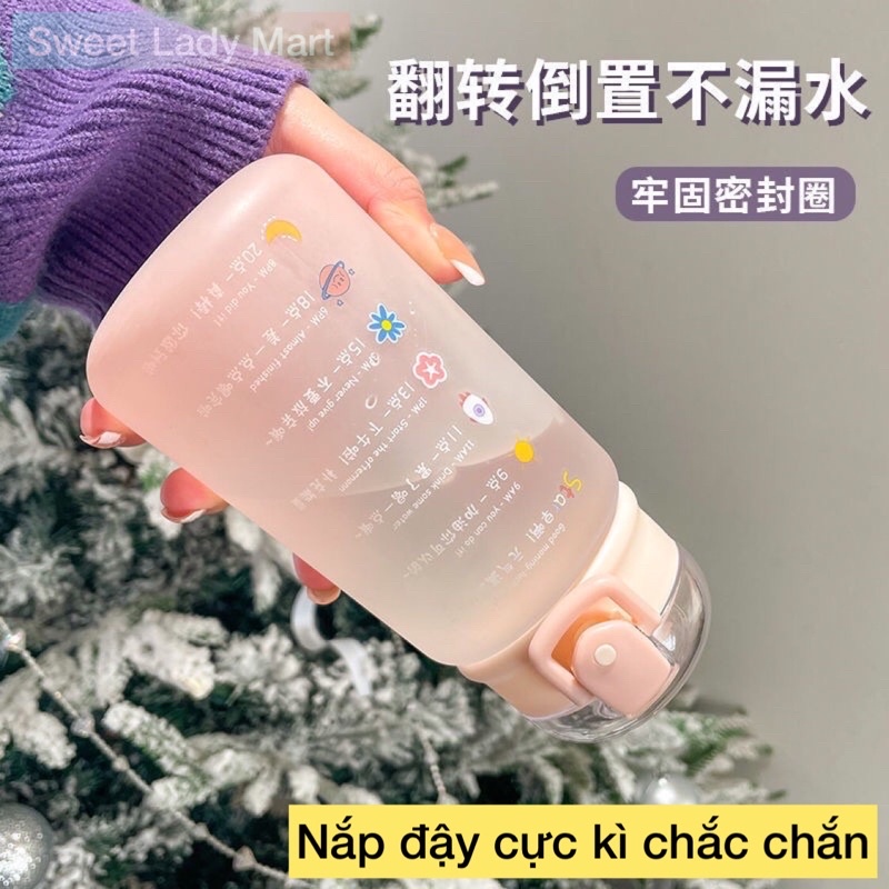 Bình Nước Hàn Quốc Cute 450ml Có Vạch Nhắc Nhở Uống Nước