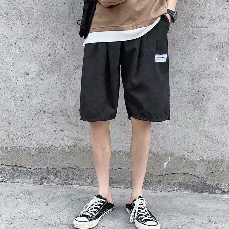 Korean Casual Short Pants Male Fashion Loose Shorts Straight Solid Slacks Simple Breathable Pant Trend Couple Sweatpants