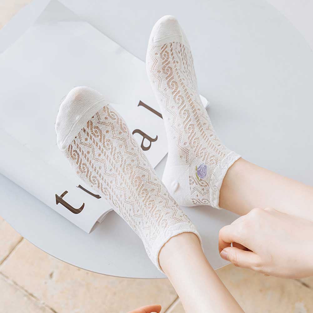 1 Đôi Vớ Thuyền Trong Suốt Màu Tím Hoa Hồng Dành Cho Nữ