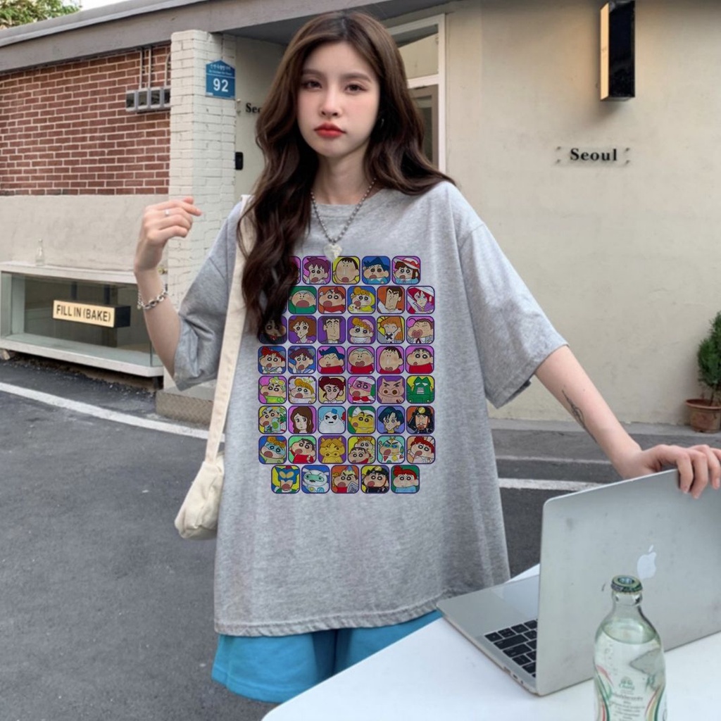 Áo Thun Tay Ngắn In Hình Cậu Bé Bút Chì Dễ Thương Phong Cách Nhật Bản
