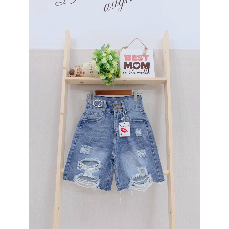 Quần jean ngố nữ rách gối vải jean denim đẹp dễ phối đồ AnNgo - AT168