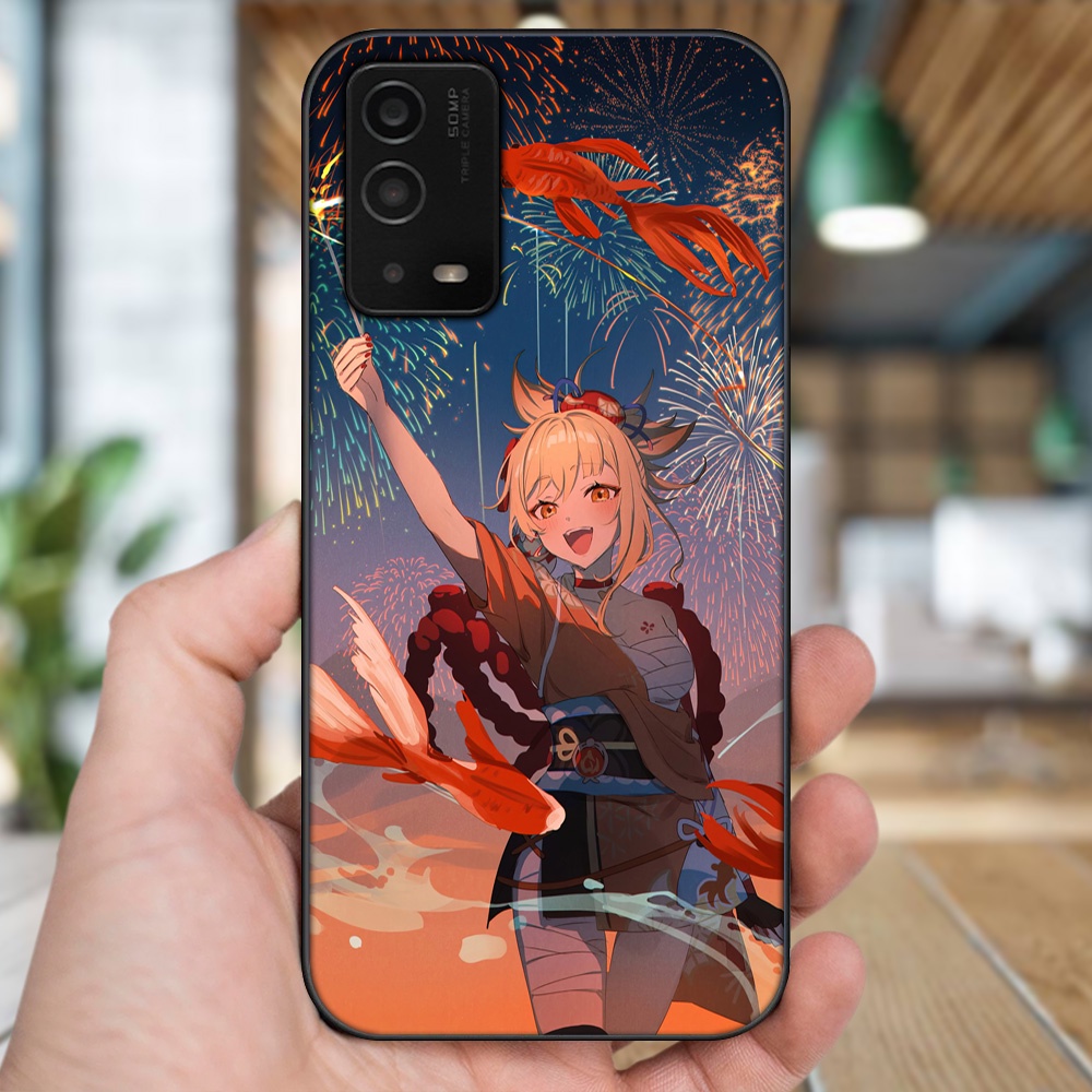 Ốp lưng Oppo A55 4G, A55 5G viền đen in hình Yoimiya Genshin Impact