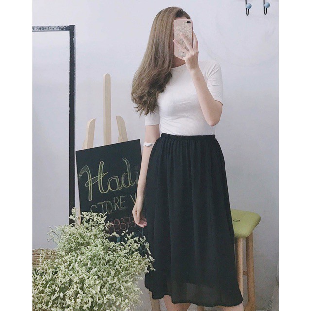 Chân váy dài  ⚡ FREESHIP Đơn 250K⚡Chân váy basic đen dáng dài hàng Hàng Quảng Châu chất Đẹp