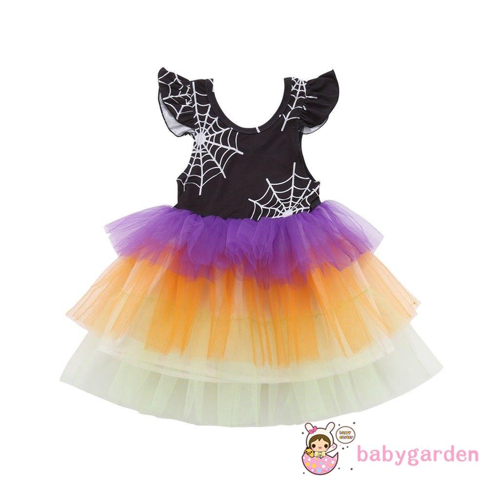 ღ♛ღBest Halloween Kids Baby Girls Lace Ruffle Tutu Skirt Tulle Dresses Cosplay Clothes