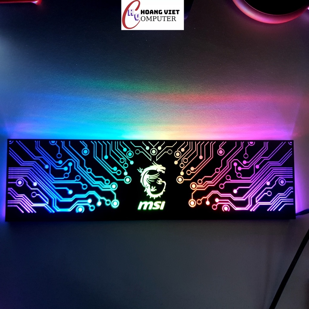 [RẺ NHẤT SHOPEE] Tấm che nguồn Led RGB logo MSI, đồng bộ màu Hub Coolmoon,Cover nguồn hình mạch điện vô cực SIÊU ĐẸP