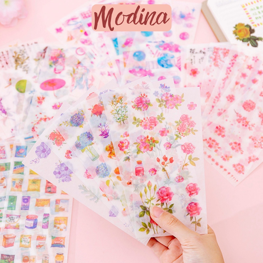 Set 6 tấm sticker trang trí viền với nhiều mẫu khác nhau, hình dán sticker cute hoạt hình trang trí sổ tay