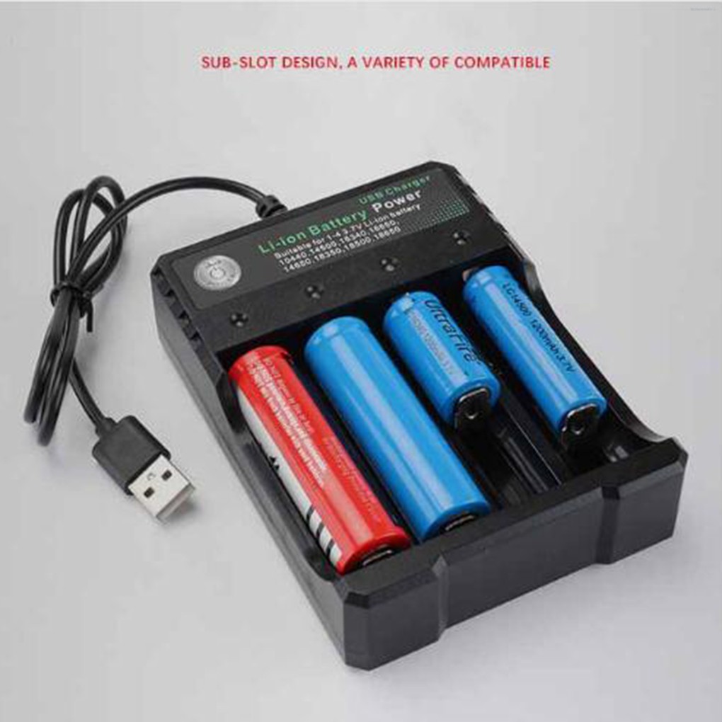 4 Slots 18650 Batteries Lithium Ion Battery Charger Portable Travel USB Charger DC 4.2V 1000mA Output  Kitchentool