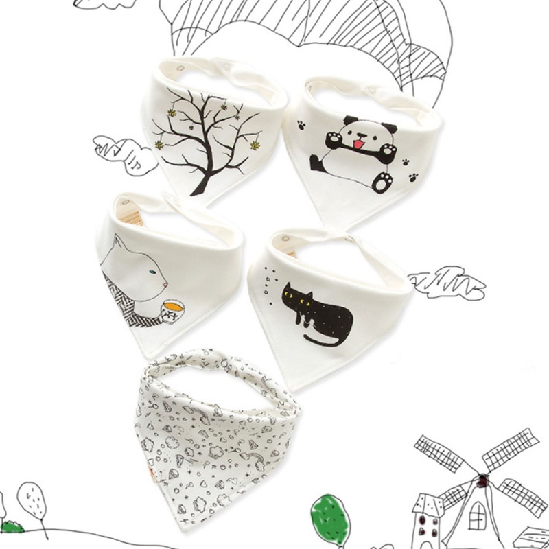 Set 5 Yếm Ăn Cotton Mềm Mại Hình Tam Giác Cho Bé Sơ Sinh