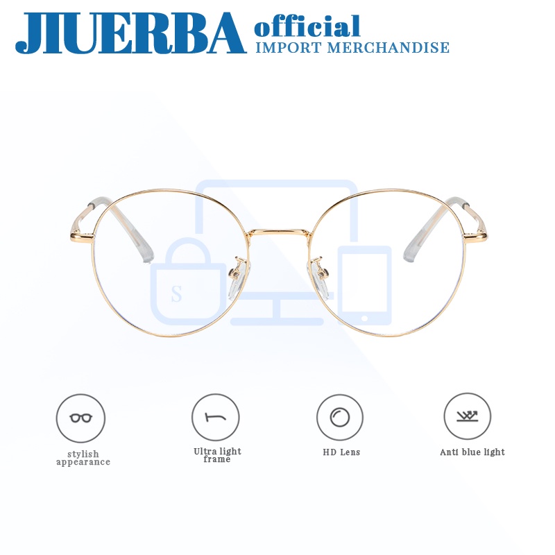 JIUERBA Kính Chống Ánh Sáng Xanh Tròng Tròn Thời Trang Chất Lượng Cao Cho Nam Nữ Chống Bức Xạ Và Máy Tính
