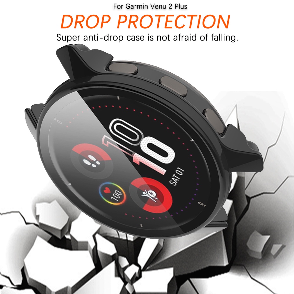 Ninki Ốp Bảo Vệ Chống Va Đập Có Kính Cường Lực Cho Garmin Venu 2 Plus/Venu 2 Plus Screen Protector Case