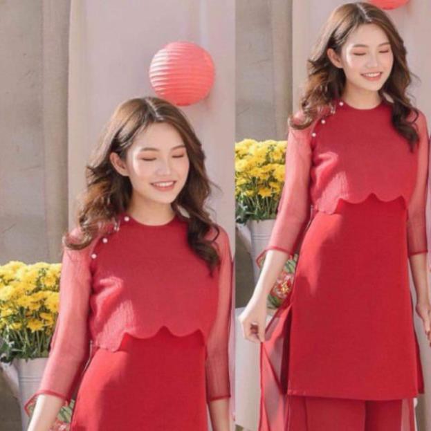 HÀNG HOT - Áo Dài Cách Tân Nữ Trơn Đỏ | BigBuy360 - bigbuy360.vn