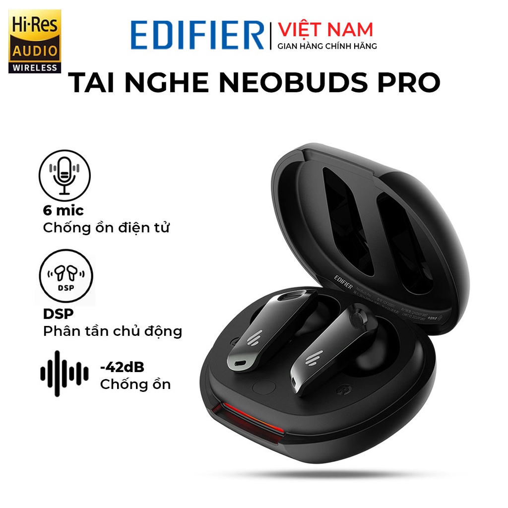 Tai nghe bluetooth 5.0 Edifier Neobuds Pro - Hires Audio Wireless - Chống ồn chủ động 6 mic đàm thoại - Hàng chính hãng