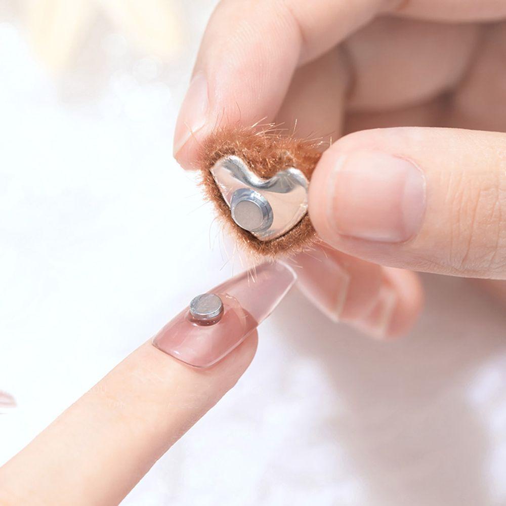 Phụ Kiện Trang Trí Móng Tay Nghệ Thuật DIY Hình Trái Tim Phối Bóng Lông Dễ Thương