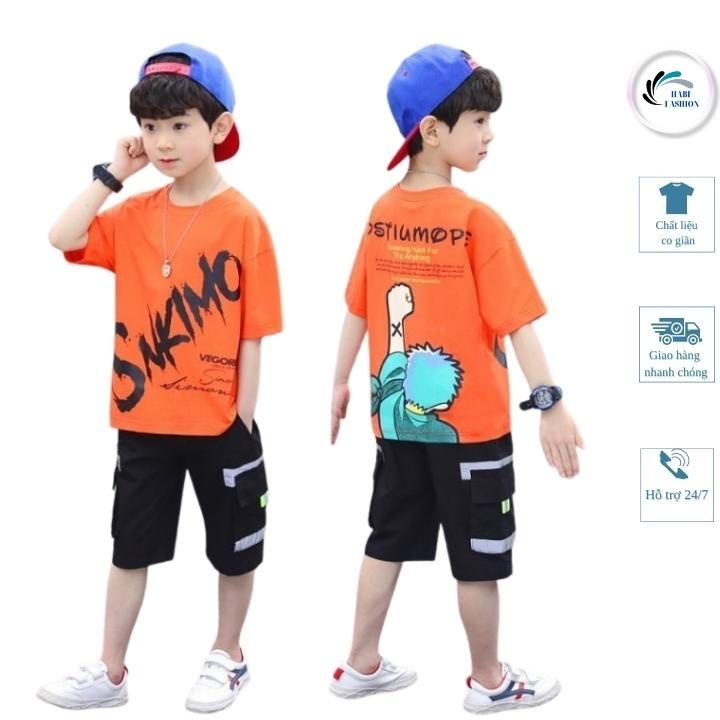 Quần Áo Trẻ Em Nam, Quần Áo Bé Trai Thun Cotton Họa Tiết SNKIMO Dễ Thương Cho Bé Trai 16-40Kg