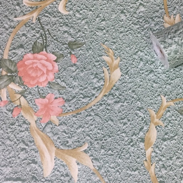 10M Giấy Dán Tường Hoa Hồng Nền Đá Xanh  6055-1