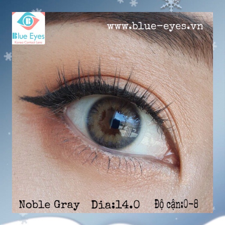 Kính áp tròng cận Blue Eyes - NOBLE GRAY - Lens giãn nhẹ màu xám tro vân sọc trẻ trung -  lens made in Korea