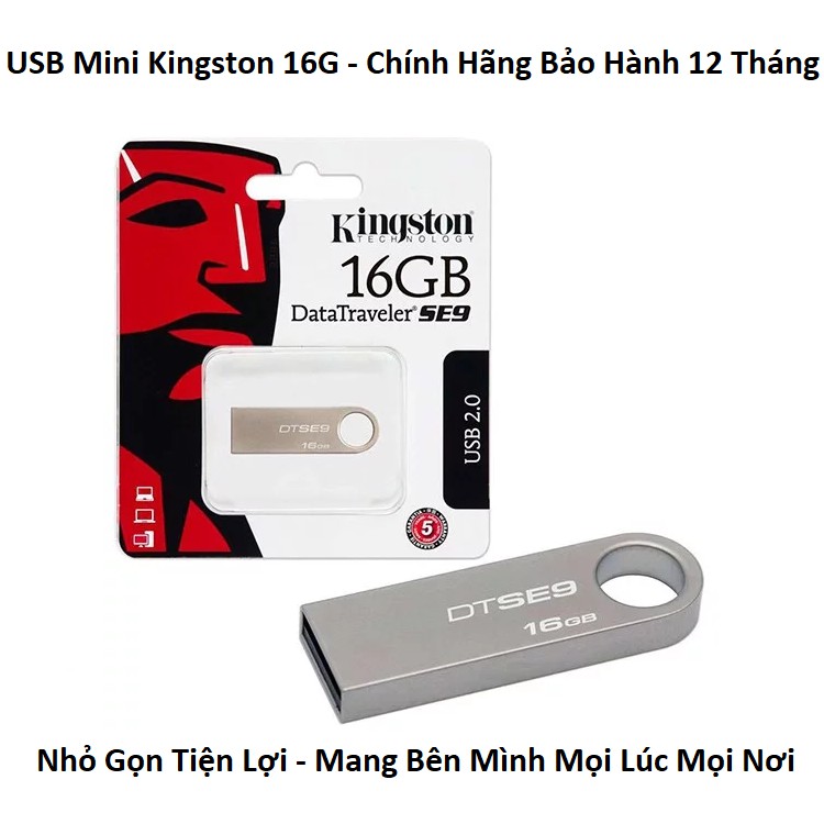 Usb Mini Kingston 16G - USb Móc Chìa Khóa Nhỏ Gọn Tiện Lợi - Vỏ Kim Loại Chống Nước - Chống Va Đập(bảo hành 12 tháng)