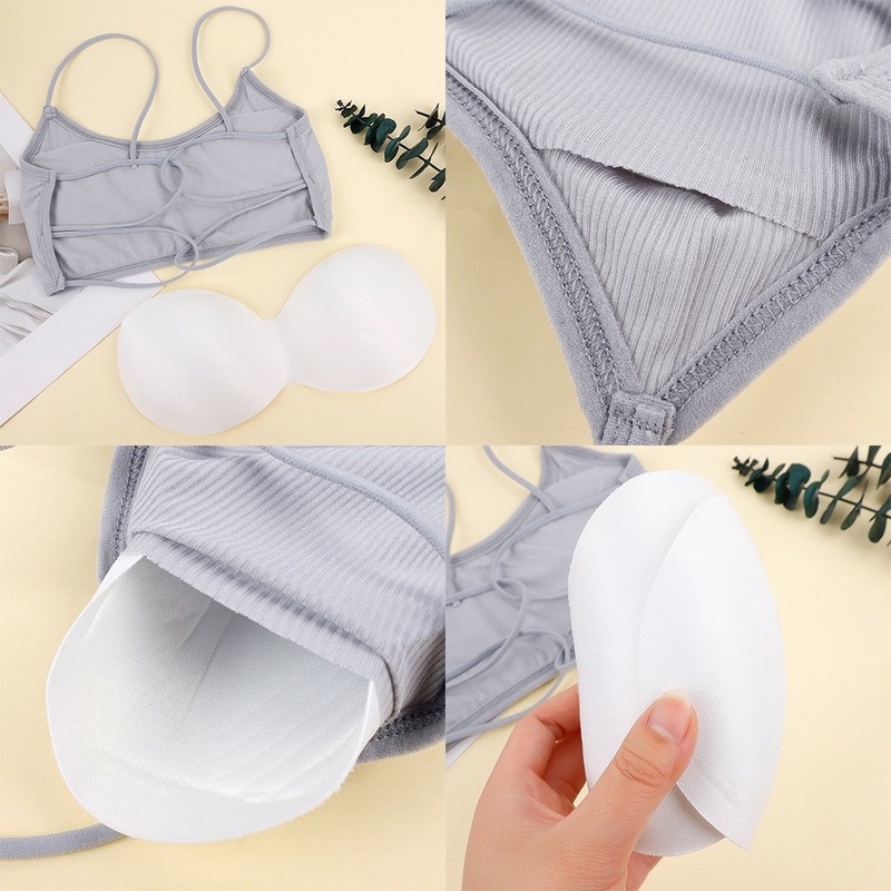 Áo Ngực Ống Dây Chéo Lưng Co Giãn Thoáng Khí Mềm Mại Có Miếng Đệm Ngực Tháo Rời Được Cho Nữ Tập Yoga