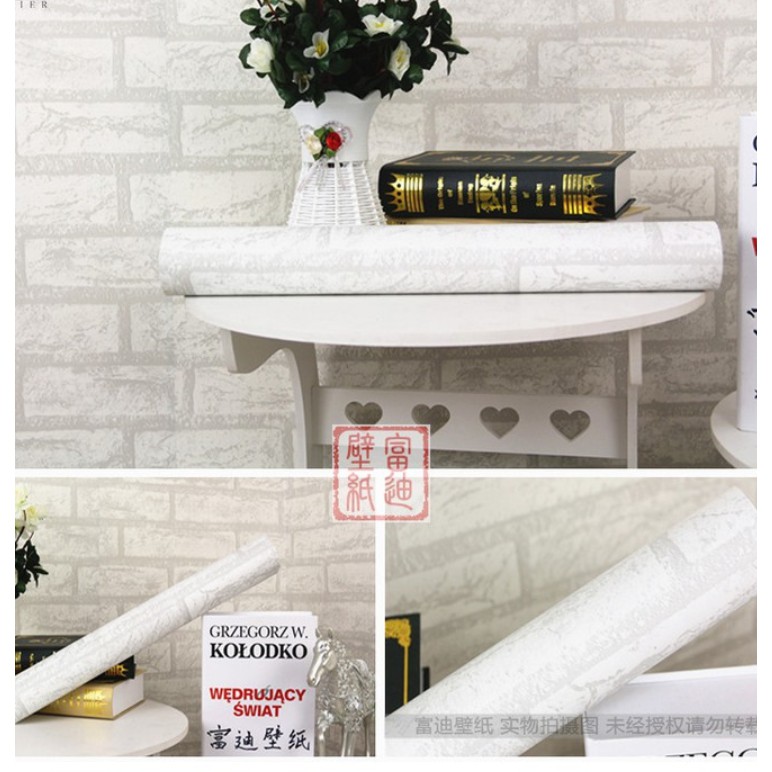 Cuộn 10m giấy dán tường đá trắng khổ rộng 45cm