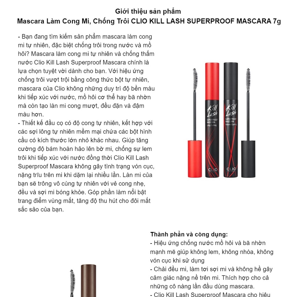 Chuốt Mi CLIO Kill Lash Superproof Mascara 7g