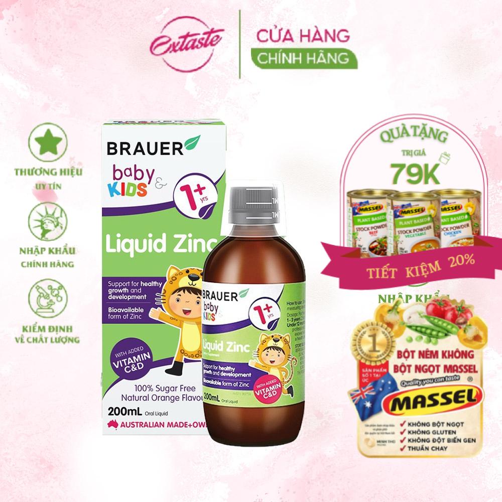 Siro dạng lỏng bổ sung kẽm Brauer Baby &amp; Kids Liquid Zinc cho bé trên 1 tuổi 200ml