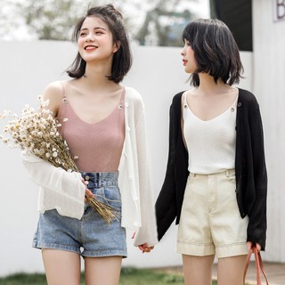 [SIÊU HOT] Áo khoác len cardigan đen/trắng (Sỉ từ 5sp bất kỳ)