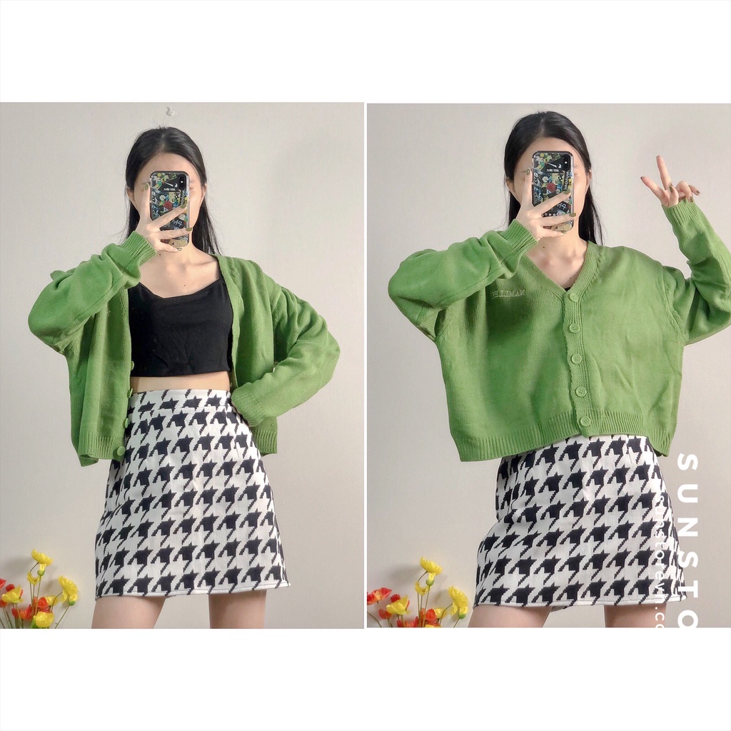 Áo khoác len cardigan dài tay họa tiết trơn 3 màu thời trang thu đông Ulzzang