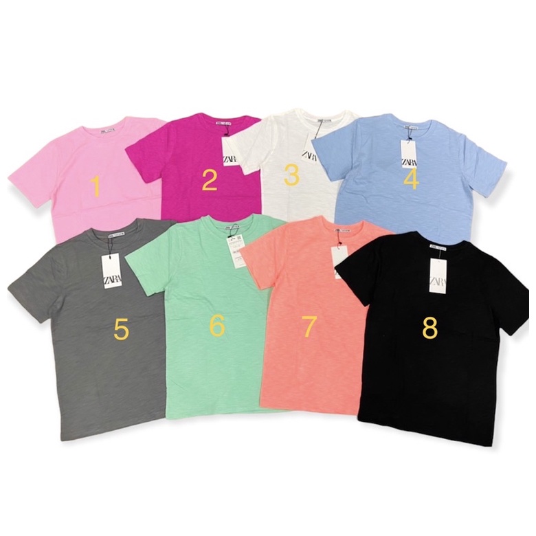 Áo thun trơn cổ tròn zara basic cotton sượt organic