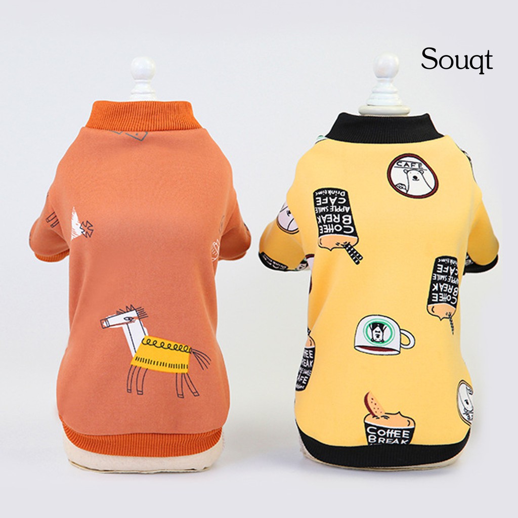 SQ Pet Cartoon Print Sweatshirt Teddy Thickened Two-legged Dog Warm Clothes Apparel