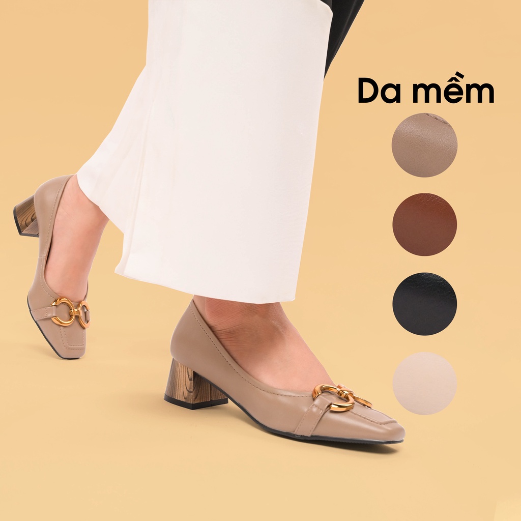 Giày cao gót nữ CHIC gót to 5 phân, Giày cao gót mũi vuông hàng VNXK - Kimy Store