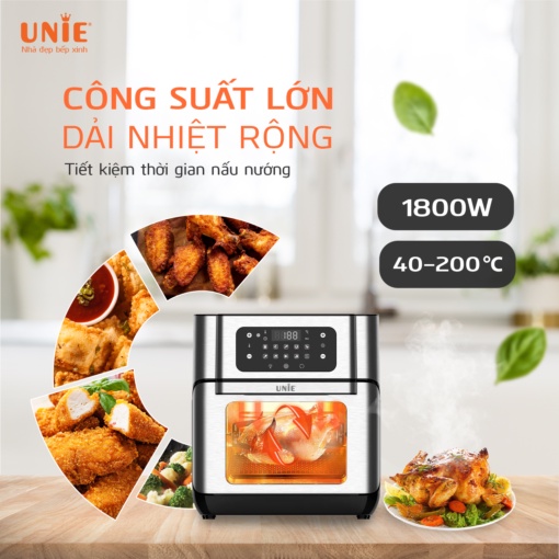 Nồi chiên không dầu UNIE UE-1000 dung tích 12 Lít - cửa tháo rời - dễ dàng vệ sinh