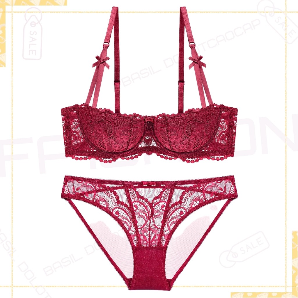 Bộ đồ lót QB12 nữ cup ngang có gọng mút vừa phối ren nâng ngực tự nhiên Basil | BigBuy360 - bigbuy360.vn