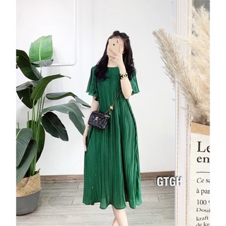 Váy bầu thiết kế thơi trang dài midi xếp ly dễ thương mùa hè freesize 45-70kg