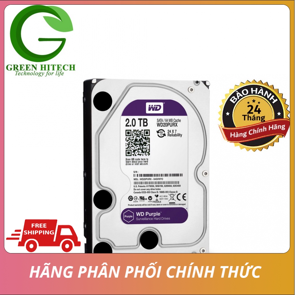 [1 đổi 1]Ổ cứng Camera WD Purple 2TB Bảo hành 2 năm