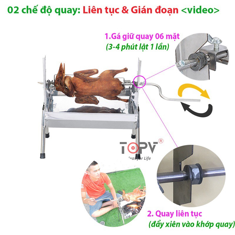 Bếp nướng than hoa đa năng TOPV  2 in 1,bếp nướng than hoa không khói,nướng ngoài trời,lò nướng thịt bằng than,inox DNS