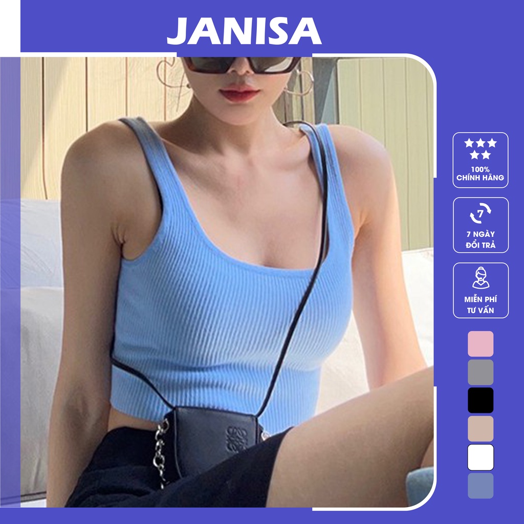 Áo croptop nữ kiểu cổ chữ U ôm sát nách JANISA CT10