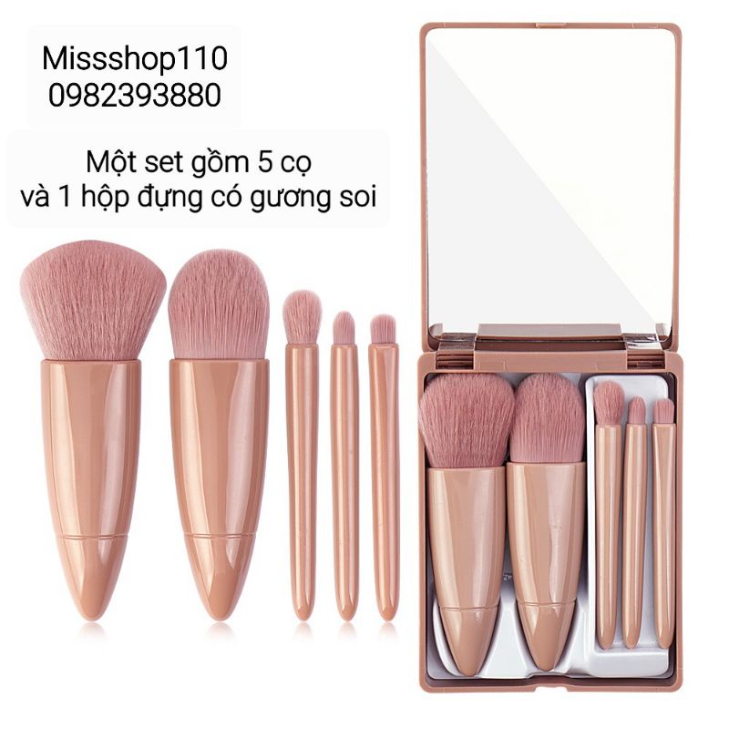 BỘ CỌ TRANG ĐIỂM 5 CÂY + HỘP GƯƠNG SOI