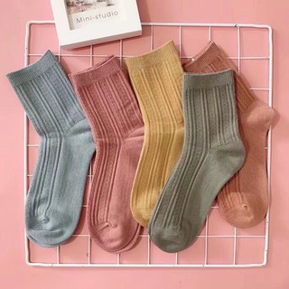 Sét 10 Đôi Tất Len Gân Cao Cổ Cho Nữ **