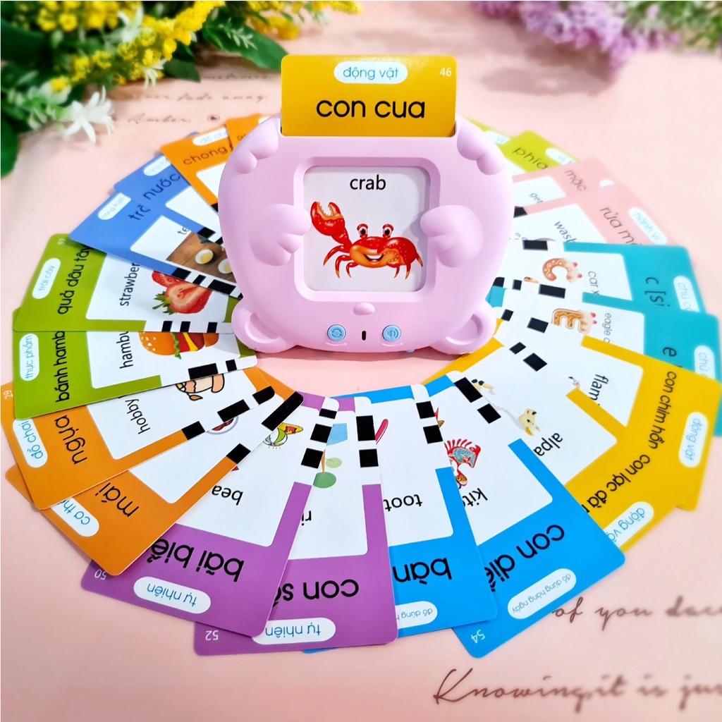 Máy Đọc Thẻ Song Ngữ Việt - Anh CHÍNH HÃNG 255 Thẻ Flash Card Tiếng Anh , Giúp Bé Học Ngôn Ngữ Cực Nhanh